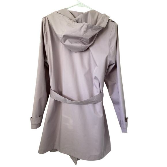 Bernardo belted wrap hooded trench coat rain jacket Large purple - Picture 3 of 7